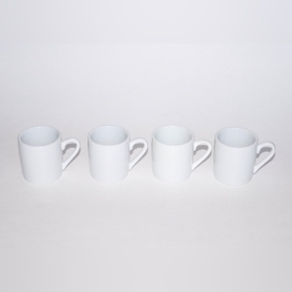 (4) Sur La Table Single Espresso White Porcelain Coffee Mini Mug Cups Set - Picture 3 of 4